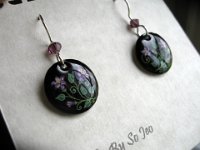 Little Magenta Vines Earrings Pysanky Eggshell Jewelry By So Jeo : pysanky pysanka ukrainian easter egg batik art eggshell jewelry pendants earrings drop dangle etched flowers gift women accessories accessory pendant necklace bail crystal finding sterling silver filled sojeo flowers celtic purple white red pink brown green purple orange cream burgundy magenta teal turqoise crows crow blue black so jeo art handmade